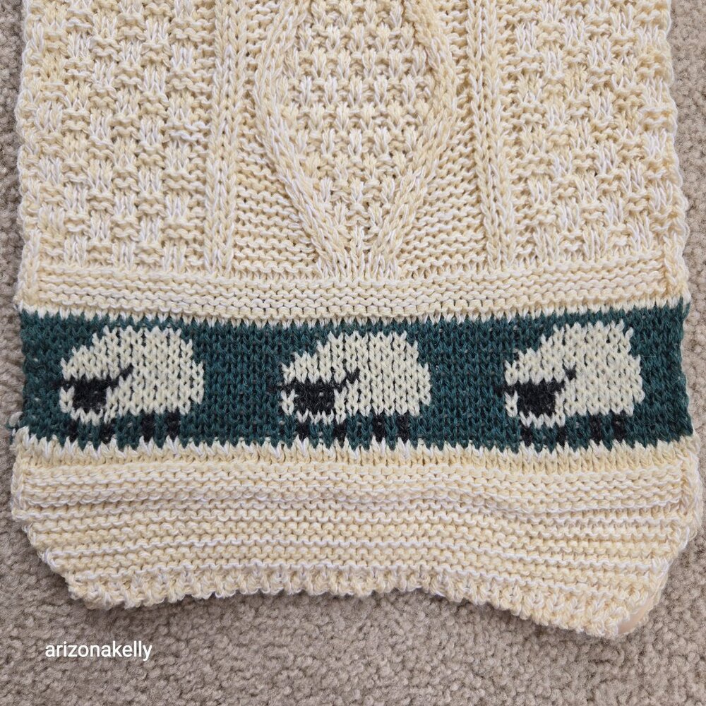 Wool Aran Scarf Lamb Sheep Design - Picture 2 of 8